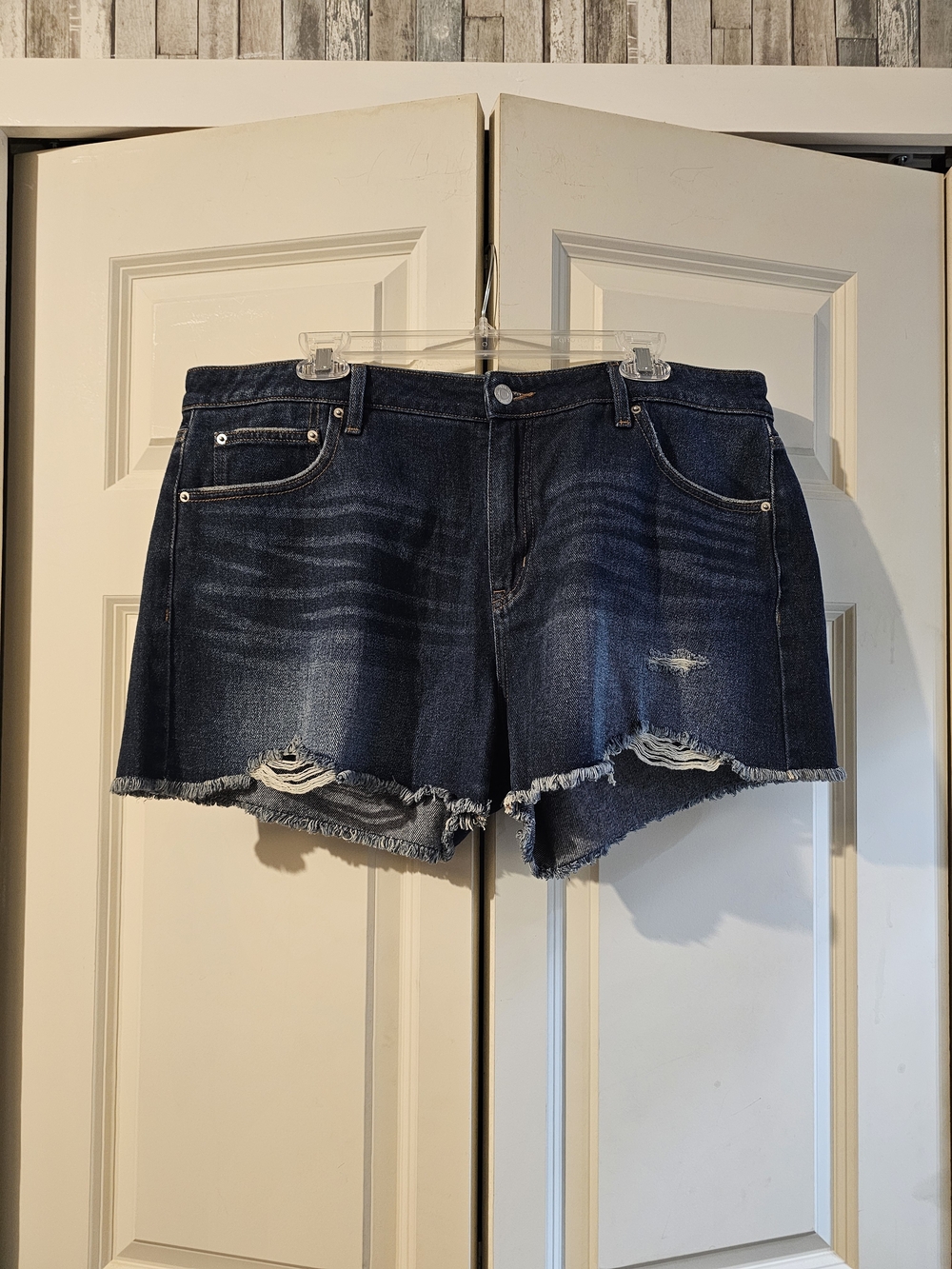 Time and Tru Dark Wash Distressed Denim Cutoff Shorts